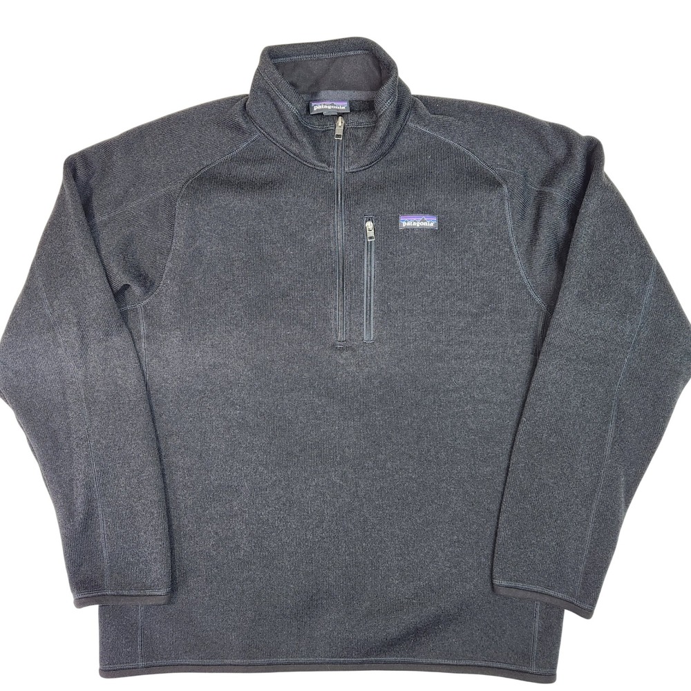 Patagonia Mens Better Sweater 1/4 Zip Fleece Pullover Black Heather Large 25527